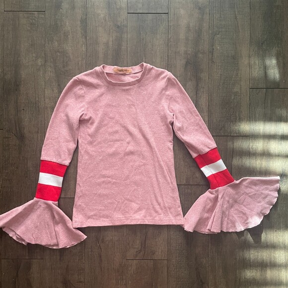 Maggie Marilyn Bell Flare Mock Neck Sweater Pink 2 - Picture 2 of 9